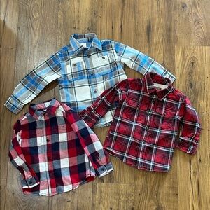 Flannel Button-Down Shirts - Blue, Red, and Gray